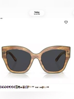 Tory Burch Green-Trim Brown Tortoiseshell Sunglasses NWT